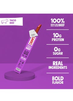 CHOMPS Grass Fed Taco Beef Jerky Snack Sticks, Keto, Paleo, Whole30 Approved, Non-GMO, Gluten Free, Sugar Free, High Protein, 90 Calorie Snacks, 1.15 Oz Meat Stick, Pack Of 24  - Image 3
