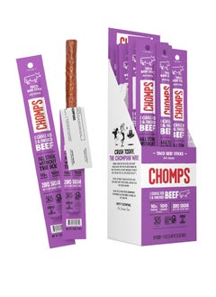 CHOMPS Grass Fed Taco Beef Jerky Snack Sticks, Keto, Paleo, Whole30 Approved, Non-GMO, Gluten Free, Sugar Free, High Protein, 90 Calorie Snacks, 1.15 Oz Meat Stick, Pack Of 24  - Image 1