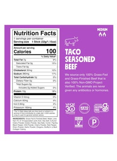 CHOMPS Grass Fed Taco Beef Jerky Snack Sticks, Keto, Paleo, Whole30 Approved, Non-GMO, Gluten Free, Sugar Free, High Protein, 90 Calorie Snacks, 1.15 Oz Meat Stick, Pack Of 24  - Image 2