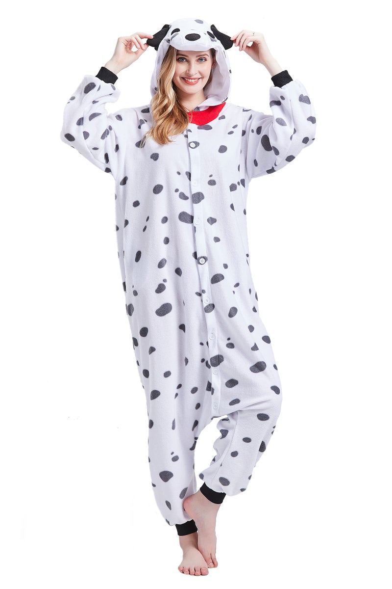 Magicalani Dalmatian dog Onesie Pajamas for Adults - Unisex Animal Cosplay Sleepwear, Christmas Halloween Costume - Image 1