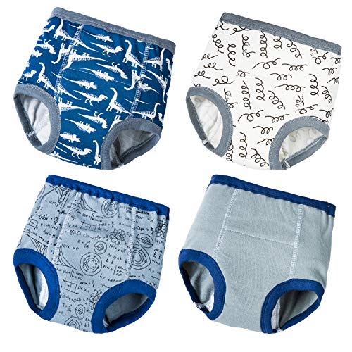 Joyo roy 4Pcs Potty Training Underwear for Boys 100 Cotton Soft Super Absorption Thick Padded Toilet Training Pants Comfortable Toddler Underwear Boys 3T Waterproof Pee Pants with Potty Sticker Chart - Image 1
