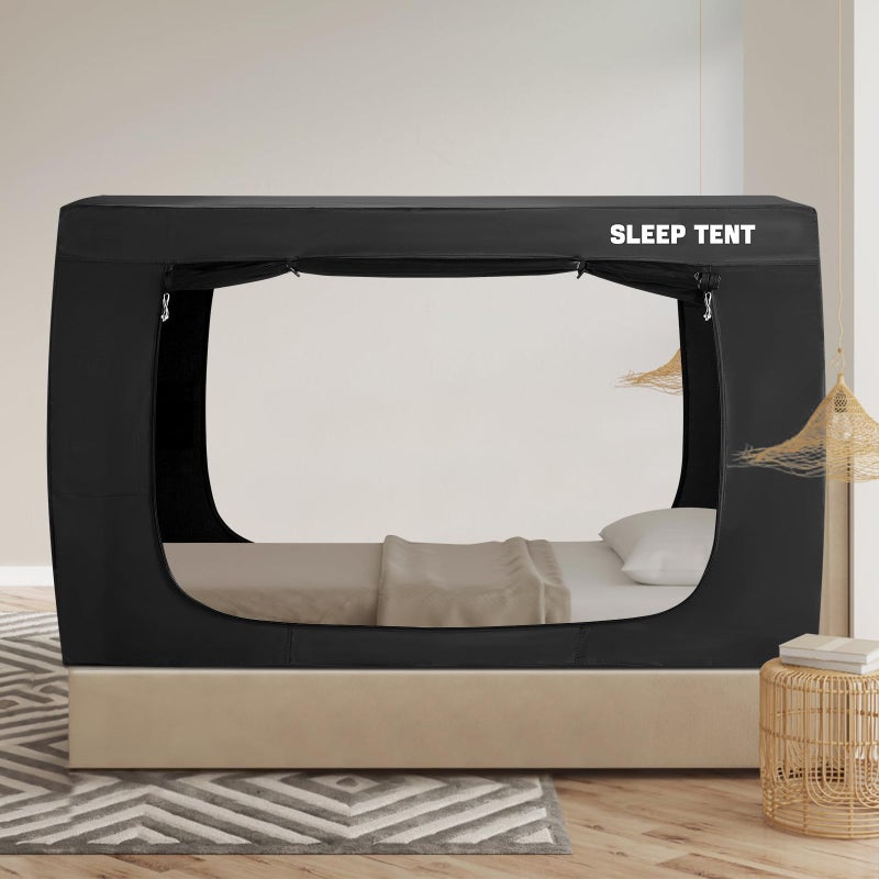 YAVIL Bed Tent Twin Bed Canopy Tents for Kid and Adult - Portable Dream Tent Indoor Sleeping 93% Blackout Tents - Image 1
