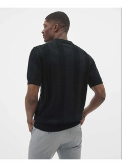 Cool Tarz Cool Style Men's Vertical Stripe 3 Button Polo Collar Short Sleeve Knitwear  - Image 3