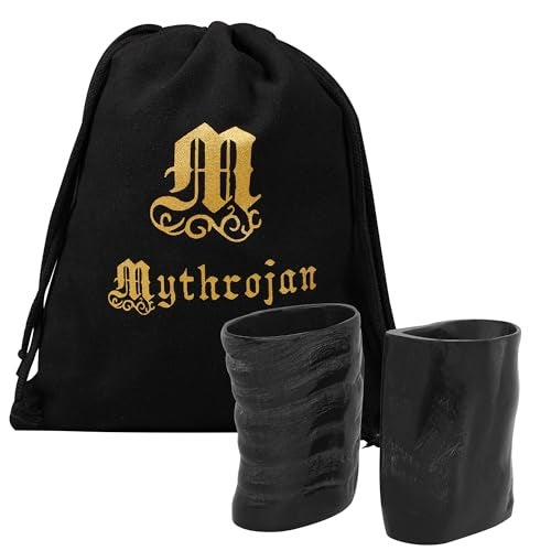 Mythrojan Viking Drinking Buffalo Horn Shot Glass with Free Canvas Bag Drinking Vessel Tumbler for Viking Events Renaissance Norse Medieval Tankard Shot Glass - 3", Pack of 2 - Image 1