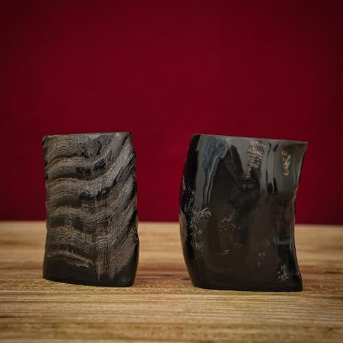 Mythrojan Viking Drinking Buffalo Horn Shot Glass with Free Canvas Bag Drinking Vessel Tumbler for Viking Events Renaissance Norse Medieval Tankard Shot Glass - 3", Pack of 2 - Image 3