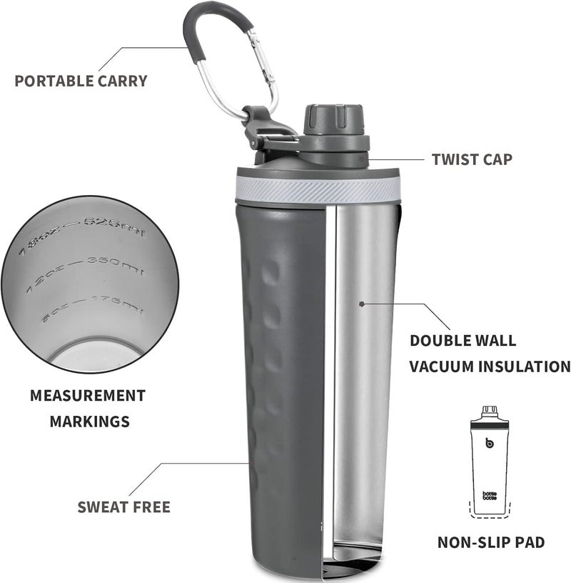 BOTTLE BOTTLE 26oz Insulated Shaker Bottle - Stainless Steel Water Bottle with Wire Whisk - Image 2