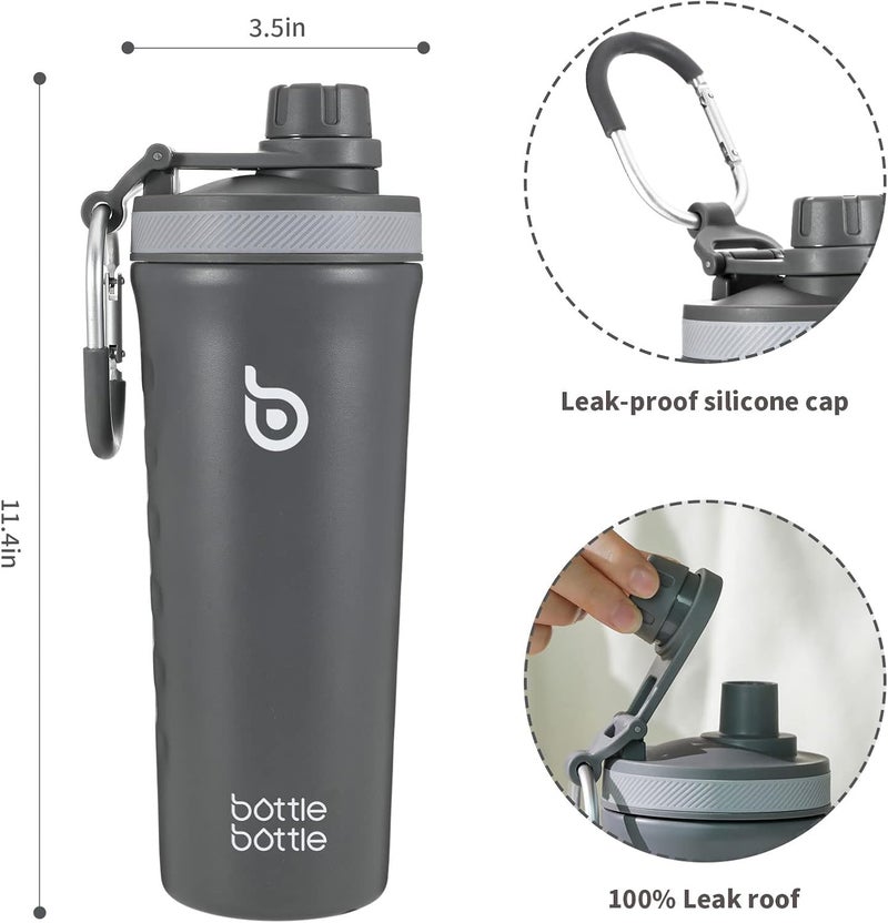 BOTTLE BOTTLE 26oz Insulated Shaker Bottle - Stainless Steel Water Bottle with Wire Whisk - Image 3