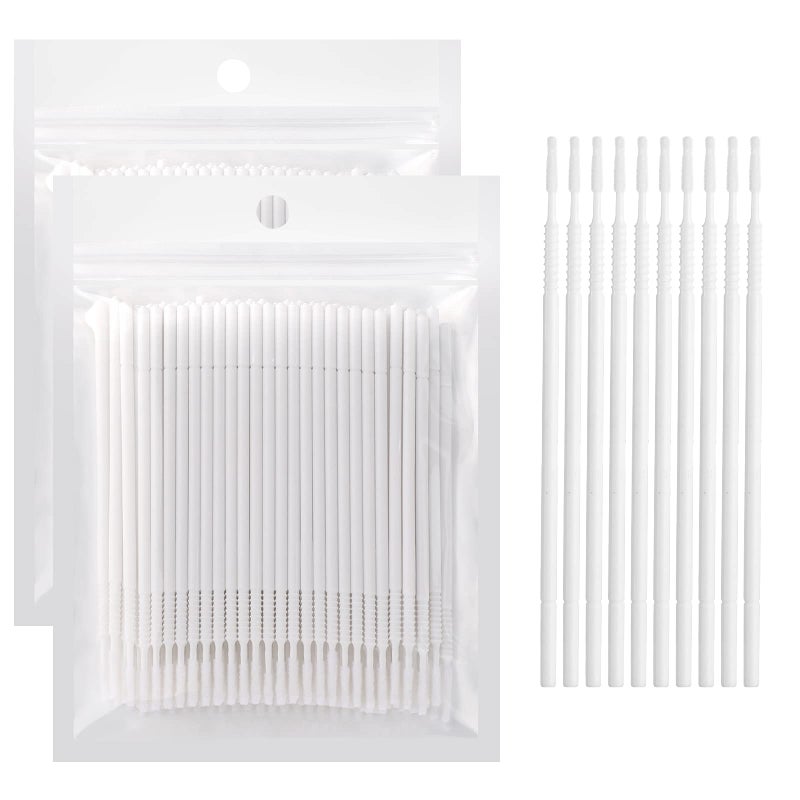 Dming 200PCS Micro Applicators Brushes Mini Cotton Swabs Remove Grafted Eyelash Glue Dedicated Brush Disposable Microswabs for Eyelash Extensions Make up and Lash Clean and Personal Care (White 1) - Image 1