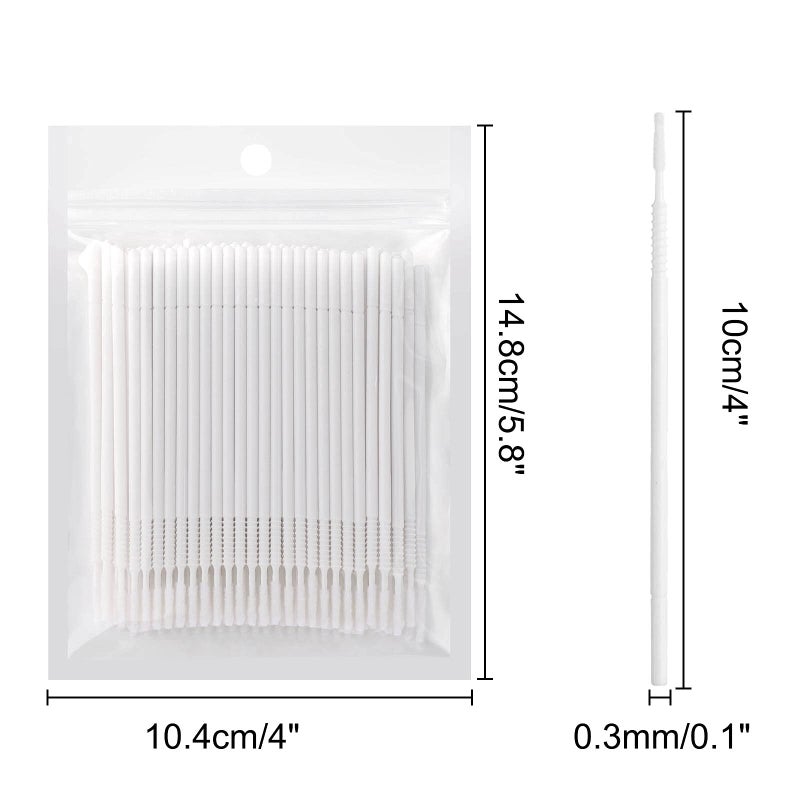 Dming 200PCS Micro Applicators Brushes Mini Cotton Swabs Remove Grafted Eyelash Glue Dedicated Brush Disposable Microswabs for Eyelash Extensions Make up and Lash Clean and Personal Care (White 1) - Image 2