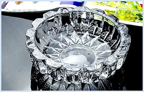MeeTo Midium Size Glass Ashtrays for Cigarettes, Cigar, Portable Decorative Modern Ashtray for Home Office Indoor Outdoor Patio Use, Fancy Cute Cool Ash Tray, Round Shape, Pack Of 1 - Image 1