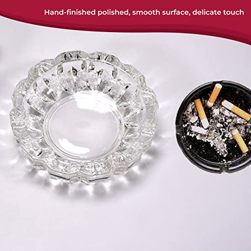 MeeTo Midium Size Glass Ashtrays for Cigarettes, Cigar, Portable Decorative Modern Ashtray for Home Office Indoor Outdoor Patio Use, Fancy Cute Cool Ash Tray, Round Shape, Pack Of 1 - Image 3