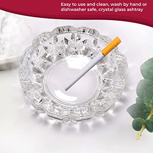 MeeTo Midium Size Glass Ashtrays for Cigarettes, Cigar, Portable Decorative Modern Ashtray for Home Office Indoor Outdoor Patio Use, Fancy Cute Cool Ash Tray, Round Shape, Pack Of 1 - Image 5