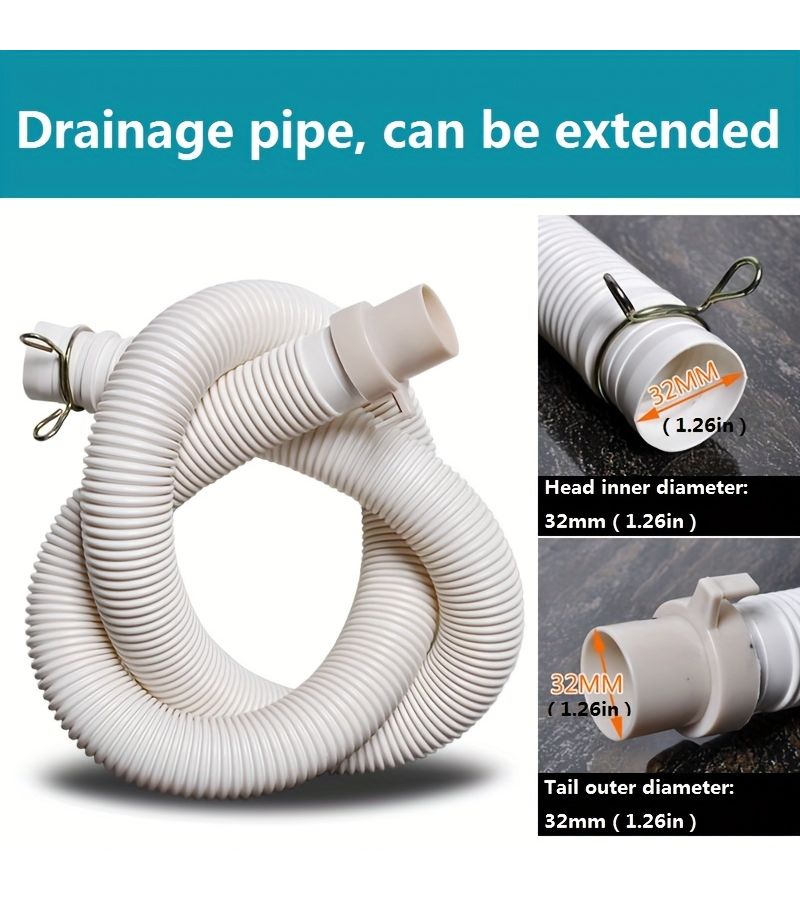 Universal Drainage Hose With Clamp And Hook 3m 118.11in Easy To Install Extend And Retract For Washing Machine Kitchen Sink Washbasin Bathroom - Image 2