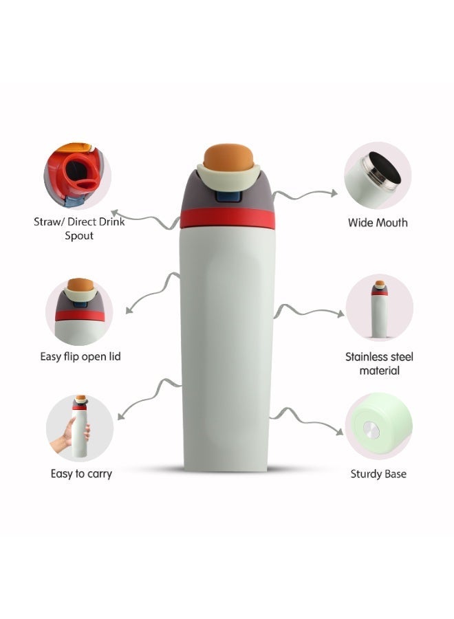 CRAVISTA 24oz Stainless Steel Water Bottle – Double Wall Vacuum Insulated Flask with Spout & Straw, BPA-Free, Leak-Proof Sports Water Bottle for Hot & Cold Drinks (Light Green) - Image 3