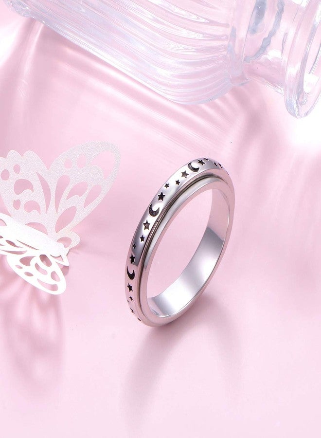 Alphm S925 Sterling Silver Spinner Fidget Anxiety Worry Relieving Boredom ADHD Autism Band Rings, Metal, Cubic Zirconia - Image 3