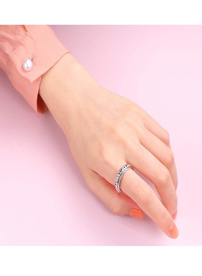 Alphm S925 Sterling Silver Spinner Fidget Anxiety Worry Relieving Boredom ADHD Autism Band Rings, Metal, Cubic Zirconia - Image 2
