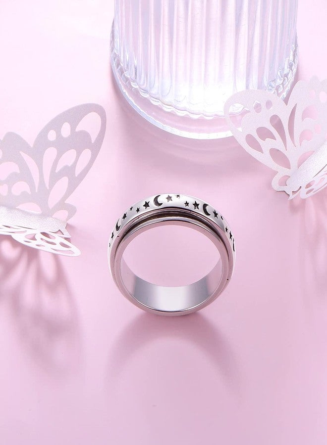 Alphm S925 Sterling Silver Spinner Fidget Anxiety Worry Relieving Boredom ADHD Autism Band Rings, Metal, Cubic Zirconia - Image 5