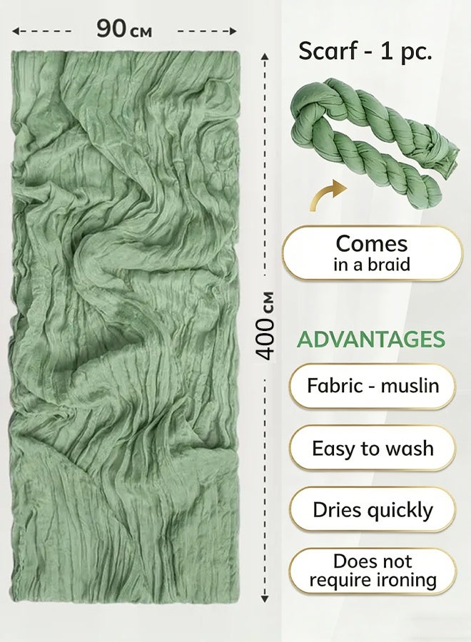 Optico Table Runner, 90 x 400cm Cheesecloth Table Runner 13ft Long Runner Romantic Green Table Decor Rustic Sheer Runner for Baby Bridal Shower Wedding Holiday Party Table Decoration - Image 2