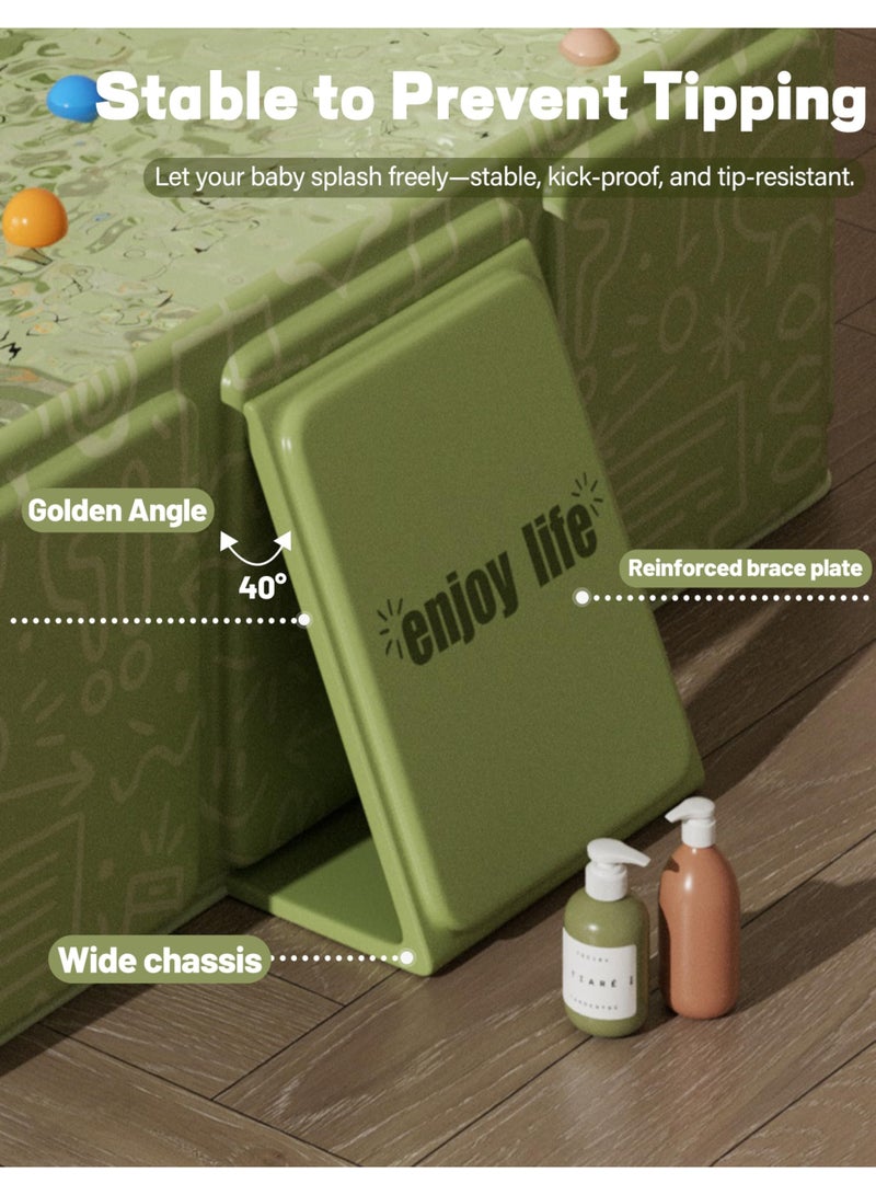 زيريفام حوض استحمام قابل للطي للأطفال، حوض استحمام للأطفال الصغار مزود بسدادة تصريف، حوض استحمام قابل للطي للأطفال مزود بـ 5 كرات و 2 بطات، لعبة مائية محمولة للحمام، حوض استحمام للقطط والكلاب - Image 3