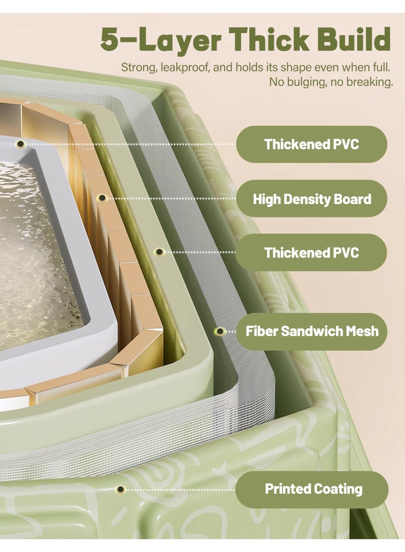 زيريفام حوض استحمام قابل للطي للأطفال، حوض استحمام للأطفال الصغار مزود بسدادة تصريف، حوض استحمام قابل للطي للأطفال مزود بـ 5 كرات و 2 بطات، لعبة مائية محمولة للحمام، حوض استحمام للقطط والكلاب - Image 4