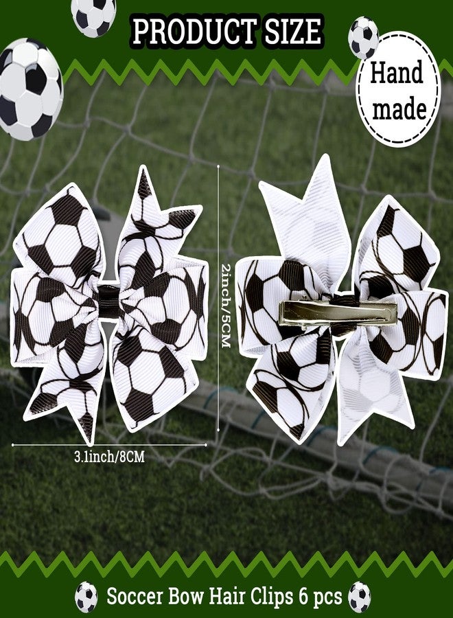 Whaline Soccer Hair Clip - 6Pcs Black & White Sports Themed Hairgrip Bows for Girls, Women, Soccer Team Gift, Party Supplies, Daily Hair Accessories - Image 2
