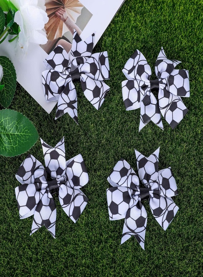Whaline Soccer Hair Clip - 6Pcs Black & White Sports Themed Hairgrip Bows for Girls, Women, Soccer Team Gift, Party Supplies, Daily Hair Accessories - Image 4