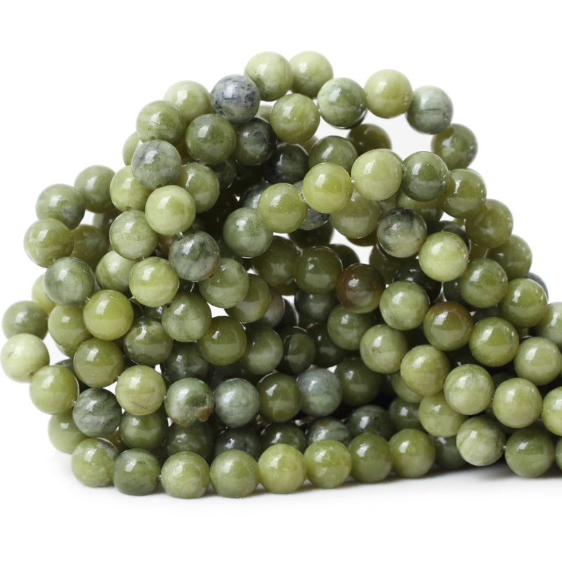 CHEAVIAN 45PCS 8mm Natural Taiwan Green Jade Round Loose Beads for Jewelry Making DIY Bracelet Necklace Materials 1 Strand 15