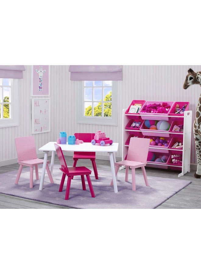 Delta CHILDREN Kids Toy Storage Organizer with 12 Plastic Bins - Greenguard Gold Certified, White/Pink - Image 5