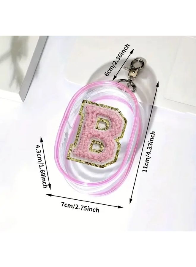 Pink Transparent PVC Cable Organizer Bag With Gold Accents And Chain - Image 3
