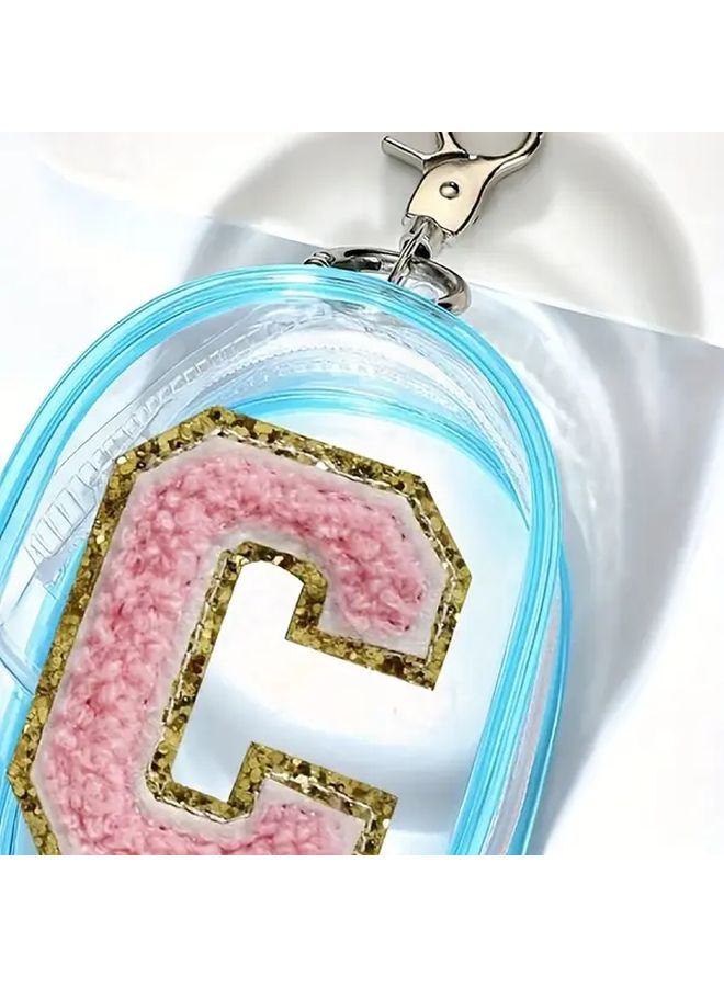 Pink Transparent PVC Cable Organizer Bag With Gold Accents And Chain - Image 4