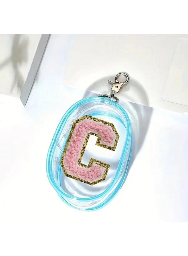 Pink Transparent PVC Cable Organizer Bag With Gold Accents And Chain - Image 5