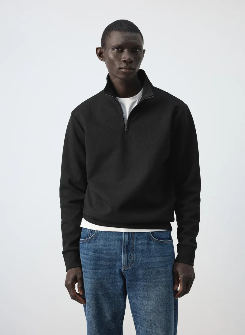 Mango Man Cotton blend sweatshirt zipper
