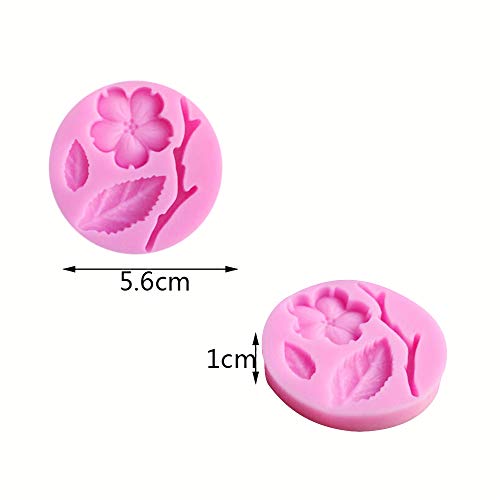 HengKe 2 Pcs Peach Blossom Shape Molds, Plant flowers and leaf Fondant Silicone molds Cake Decorating Tools Chocolate Mold,Cupcake Decorating Topper Decoration Sugarcraft Icing Biscuit Decor - Image 3