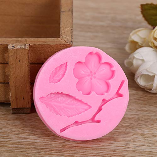 HengKe 2 Pcs Peach Blossom Shape Molds, Plant flowers and leaf Fondant Silicone molds Cake Decorating Tools Chocolate Mold,Cupcake Decorating Topper Decoration Sugarcraft Icing Biscuit Decor - Image 4
