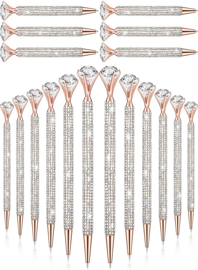 Honoson 50 Pcs Big Diamond Pens Bulk Bling Rhinestone Pens with Crystal Christmas Glitter Retractable Black Ink Ballpoint Pens for Bridal Shower Gifts School Office Birthday Party Favor(AB Color) - Image 1