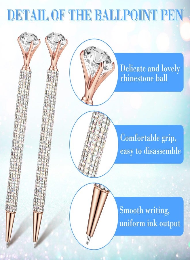 Honoson 50 Pcs Big Diamond Pens Bulk Bling Rhinestone Pens with Crystal Christmas Glitter Retractable Black Ink Ballpoint Pens for Bridal Shower Gifts School Office Birthday Party Favor(AB Color) - Image 5