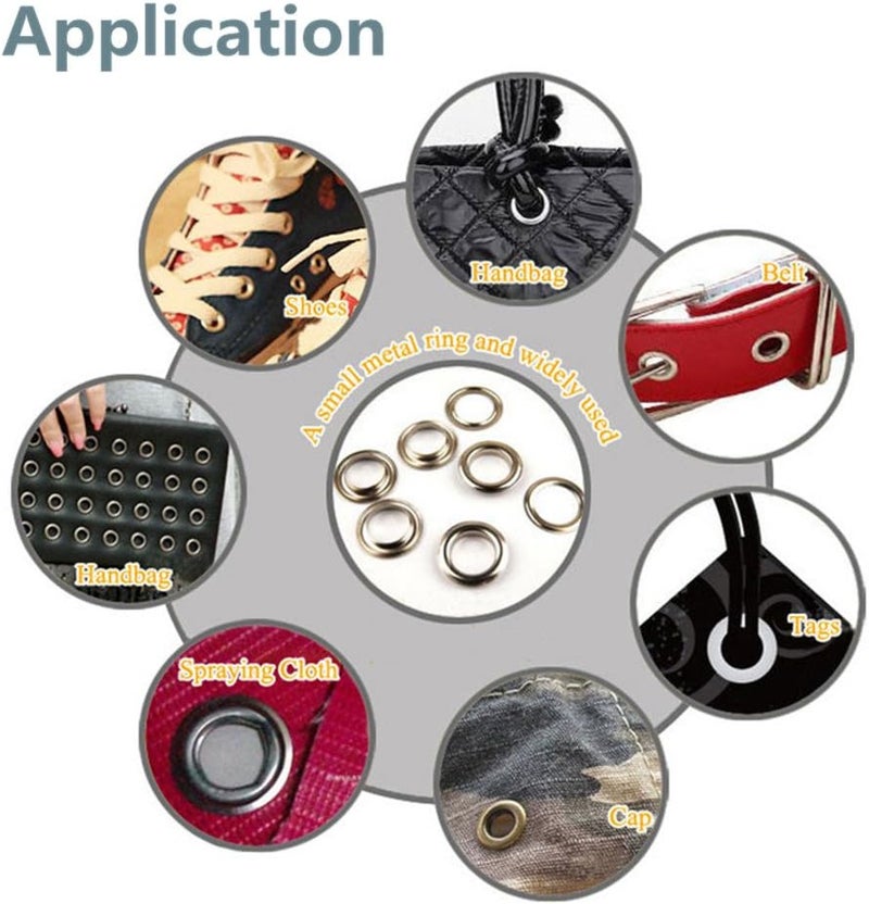 كلاراكو حلقات تثبيت من كلاركو، 100 مجموعة حلقات تثبيت دائرية ملونة للأحذية والملابس والجلود والقماش (ملونة) - Image 4