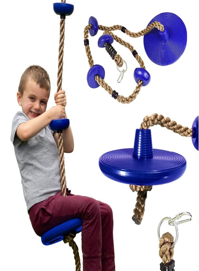 Squirrel Products Climbing Rope with Disc Swing - Active Outdoor Playset Equipment - Blue - Image 1
