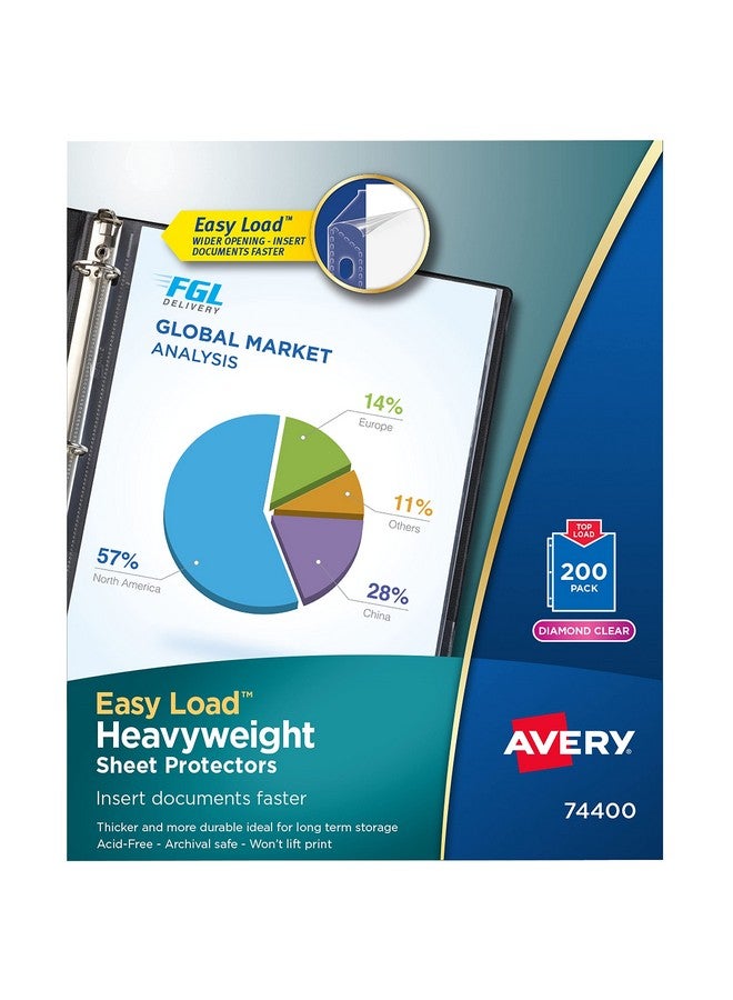 افيري واقيات ورقية شفافة ثقيلة الوزن من الألماس، مقاس 8.5 بوصة × 11 بوصة، خالية من الأحماض، آمنة للأرشيف، سهلة التحميل، 200 قطعة (74400) - Image 2