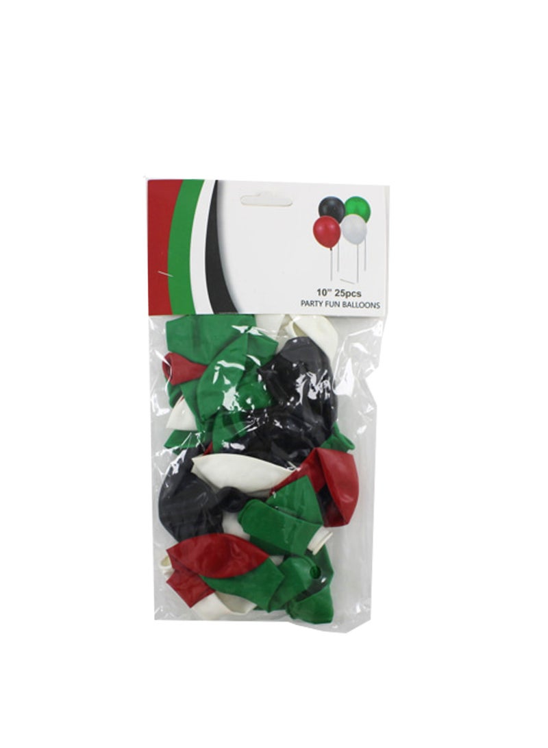 PARTY FUN UAE Flag Color 10'' Balloon 25PCS/Card  - Image 2