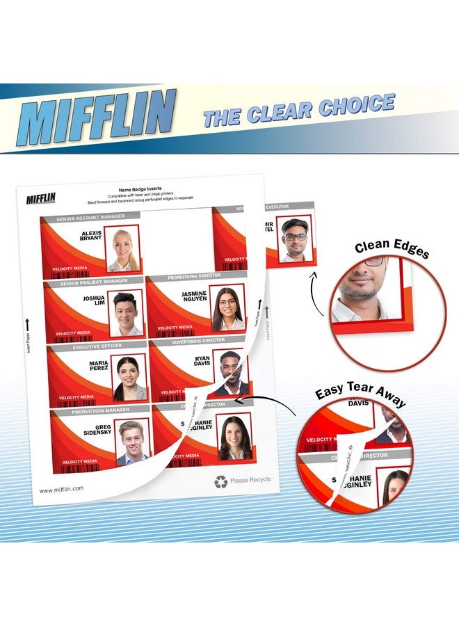 MIFFLIN -Usa Name Badge Inserts, 2.25X3.5" Or 3.5X2.25" Badge Inserts (280 Cardstock Refills, 35 Sheets), Compatible With Inkjet, Laser Printer, And Printable Badge Inserts - Image 2
