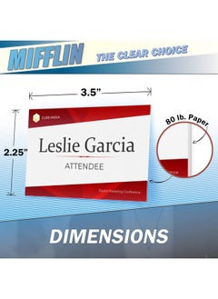 MIFFLIN -Usa Name Badge Inserts, 2.25X3.5" Or 3.5X2.25" Badge Inserts (280 Cardstock Refills, 35 Sheets), Compatible With Inkjet, Laser Printer, And Printable Badge Inserts  - Image 3
