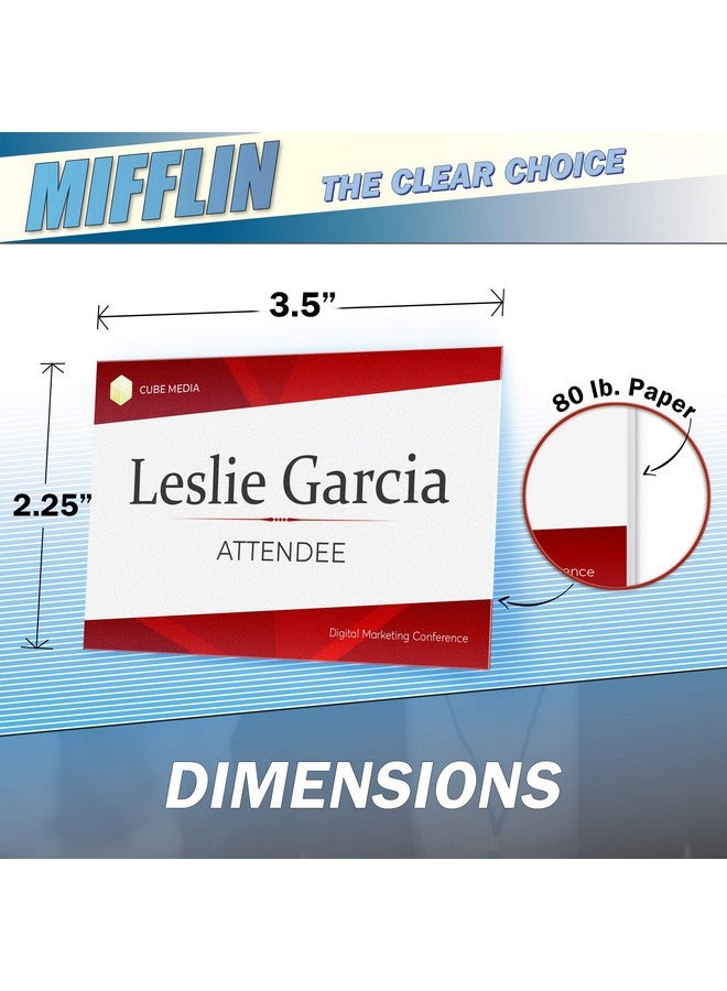 MIFFLIN -Usa Name Badge Inserts, 2.25X3.5" Or 3.5X2.25" Badge Inserts (280 Cardstock Refills, 35 Sheets), Compatible With Inkjet, Laser Printer, And Printable Badge Inserts - Image 3
