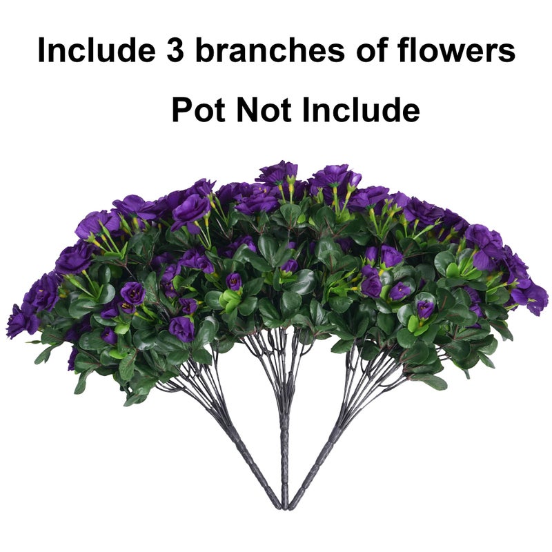 HyeFlora Artificial Faux Outdoor Flowers Plants for Spring Summer Decoration, Fake Silk Camellia UV Resistant Look Real for Planter Outside Front Door Porch Patio Balcony, 3 Large Bundles - Image 3