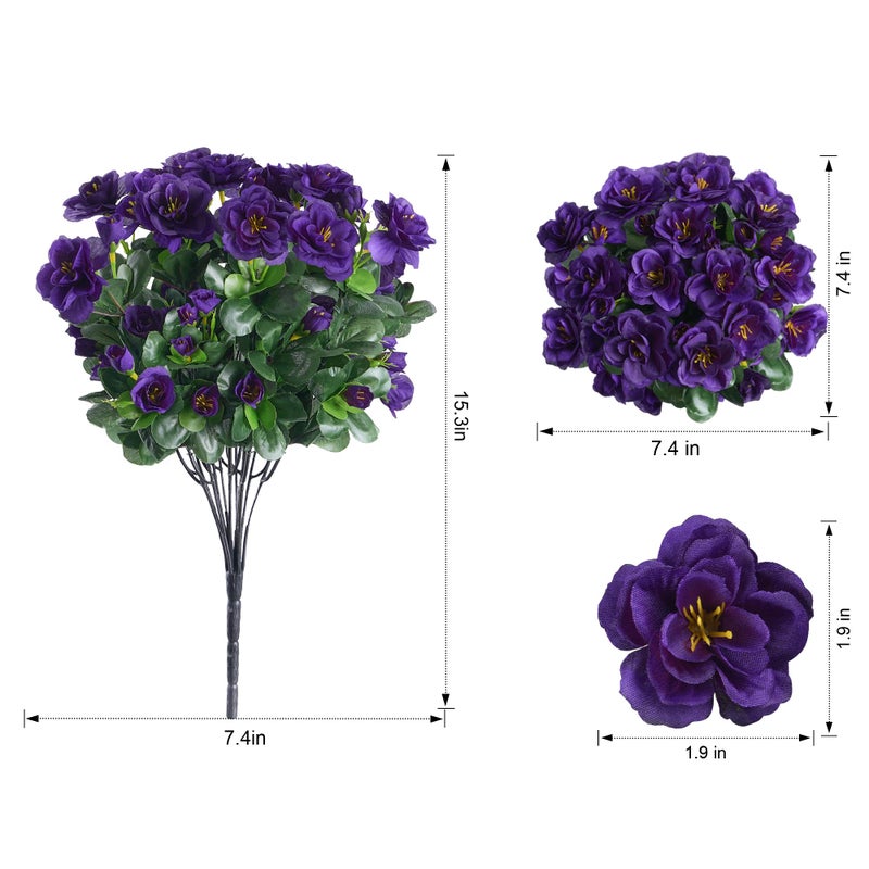 HyeFlora Artificial Faux Outdoor Flowers Plants for Spring Summer Decoration, Fake Silk Camellia UV Resistant Look Real for Planter Outside Front Door Porch Patio Balcony, 3 Large Bundles - Image 2