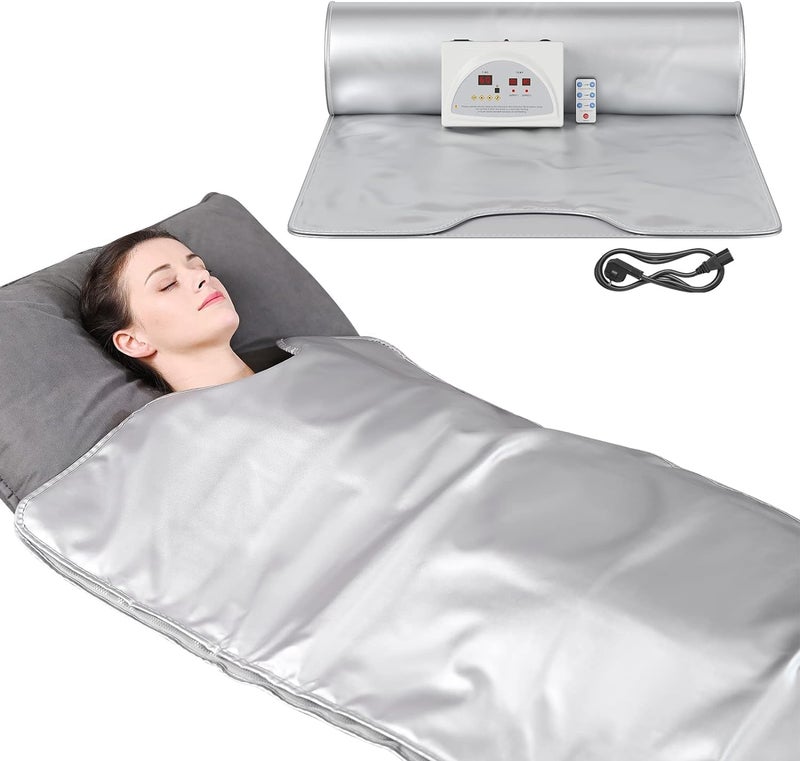 G GEEMAC G GEEMAC Sauna Blanket Portable Far Infrared Sauna Heating Blanket Detox Heat Blanket for Home Professional Salon Beauty Use Heat Blanket Full Body 2 parts Far IR Blanket - Image 1
