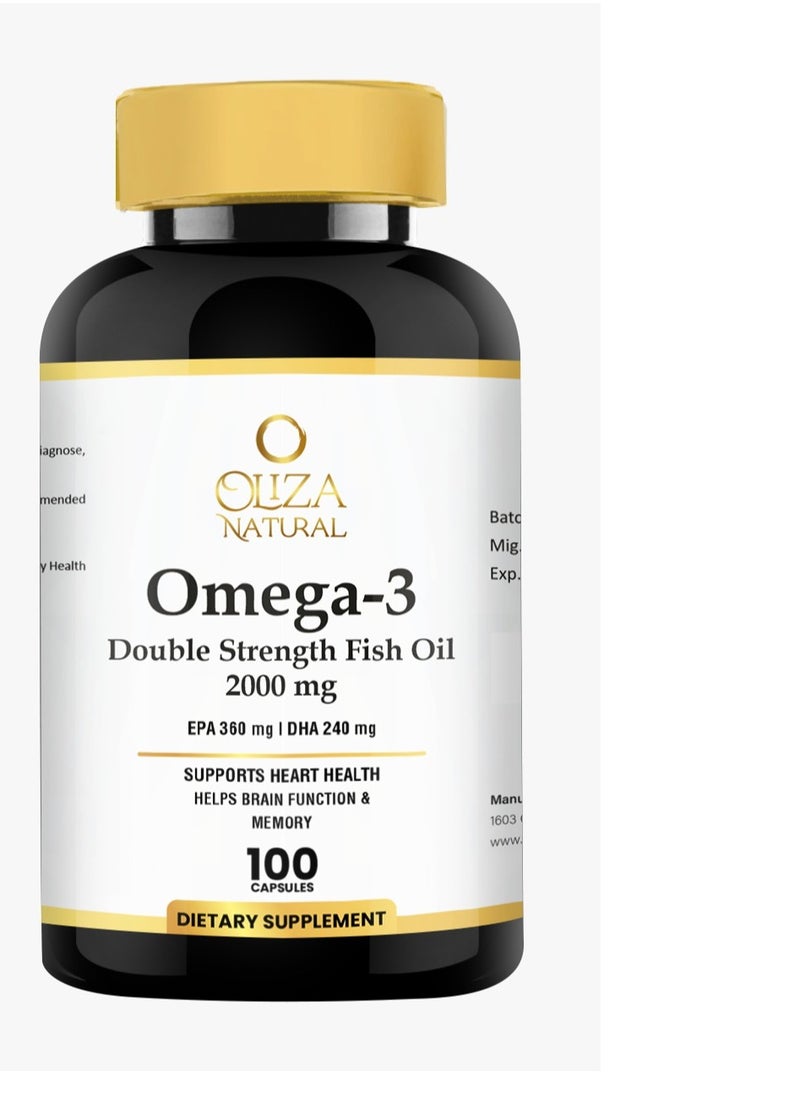 Oliza Natural Omega 3 Double Strength 2000mg 100 Softgels | Supports Heart & Brain Health  - Image 1