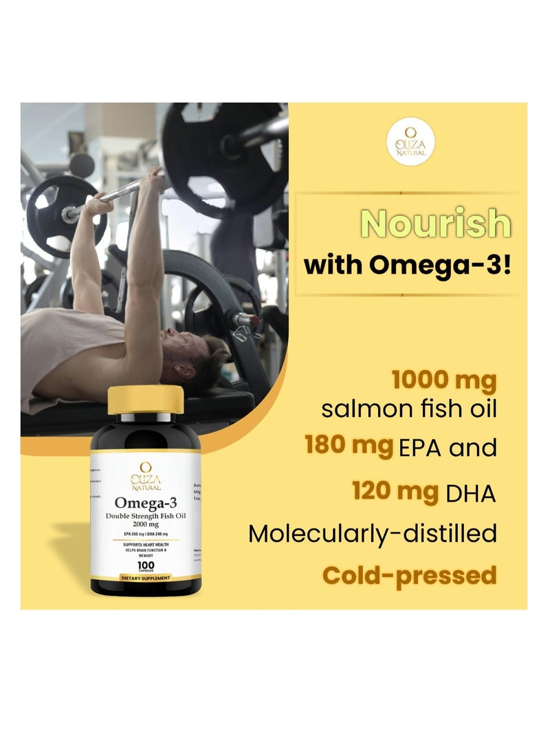 Oliza Natural Omega 3 Double Strength 2000mg 100 Softgels | Supports Heart & Brain Health  - Image 4