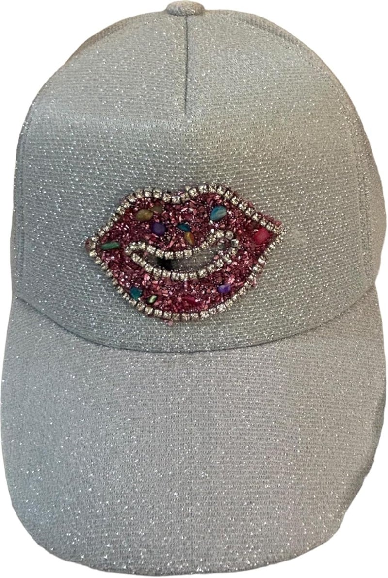 Red Glitter Lips Cap