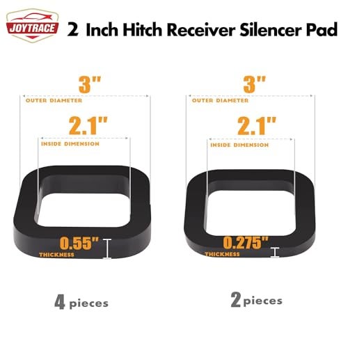 joytrace 6 Pack - Multiple Size Combination，2 Inch Hitch Receiver Silencer Pad - Compatible with Most 2 Inch Trailer Hitch Receiver - Image 4